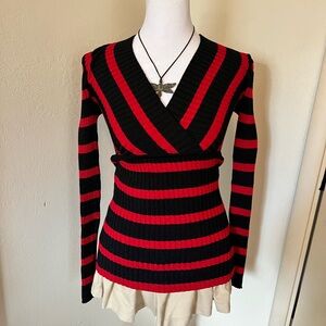 Striped Black and Red Women's Blouse